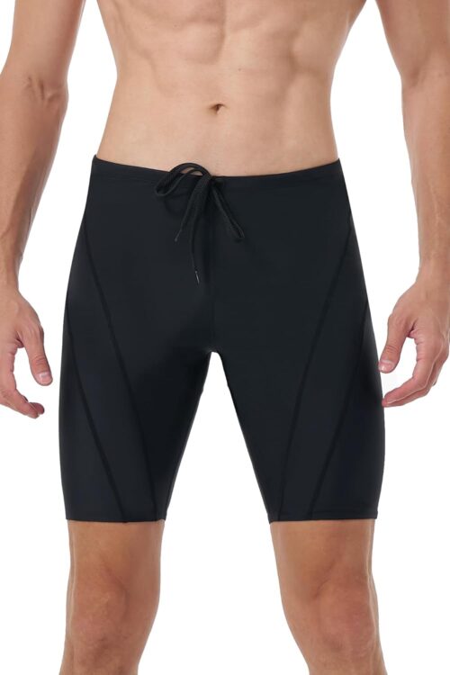 Swim Jammers for Men UPF 50+ Solid Swimming Swimsuit Jammer for Competitive Racing and Training