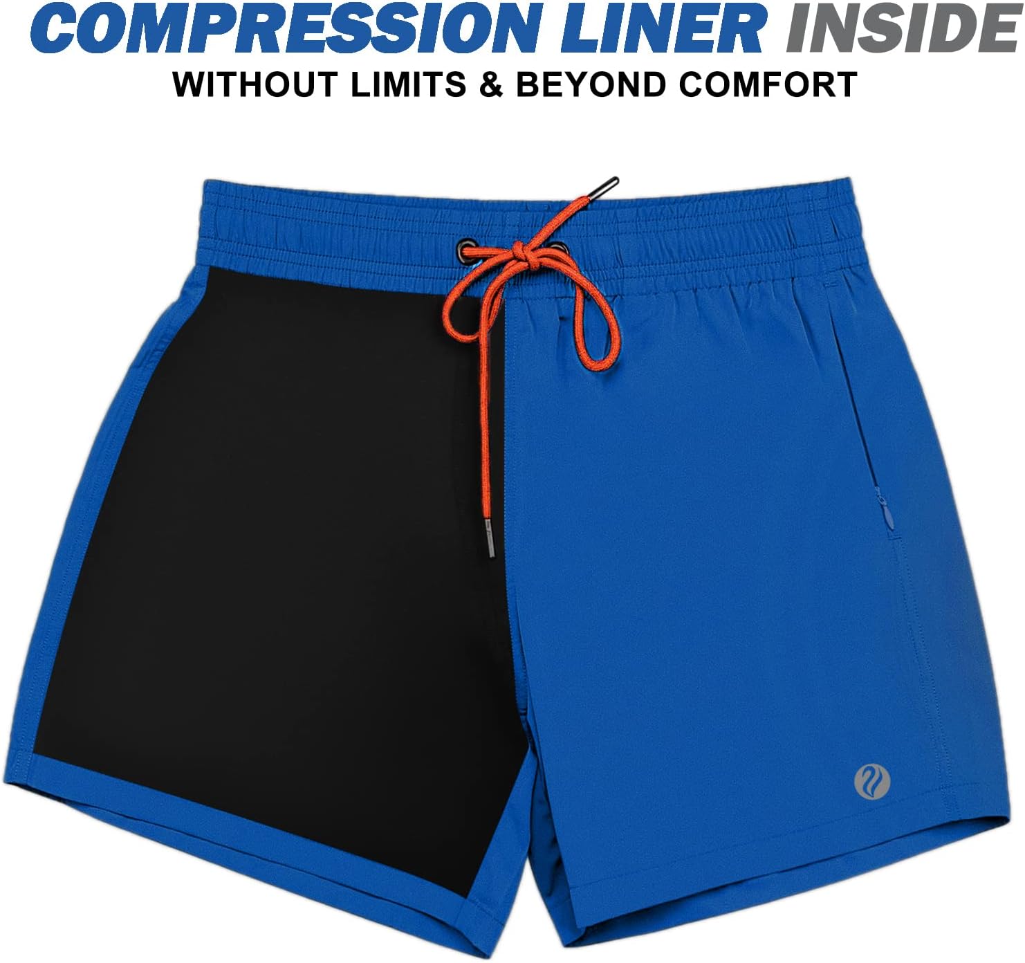 Mens Swim Trunks Swim Shorts Quick Dry 5 inch Inseam Beach Shorts with Compression Liner and Zipper Pocket - Image 2