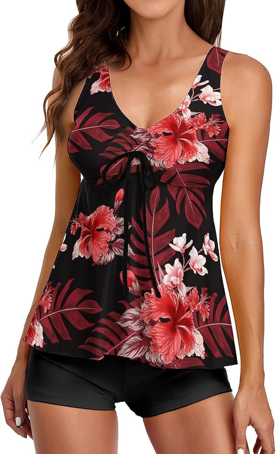 Women Bathing Suits Swimsuits Two Piece Graphic Swim Tank Top with Boyshorts Ladies Swimwear - Image 2